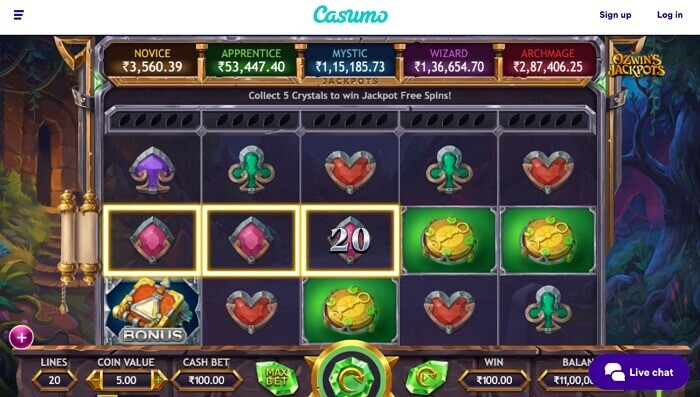 Ozwin’s Jackpots Casumo slot game